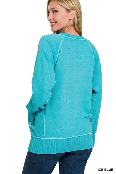 Ice Blue French Terry Pocket Pullover