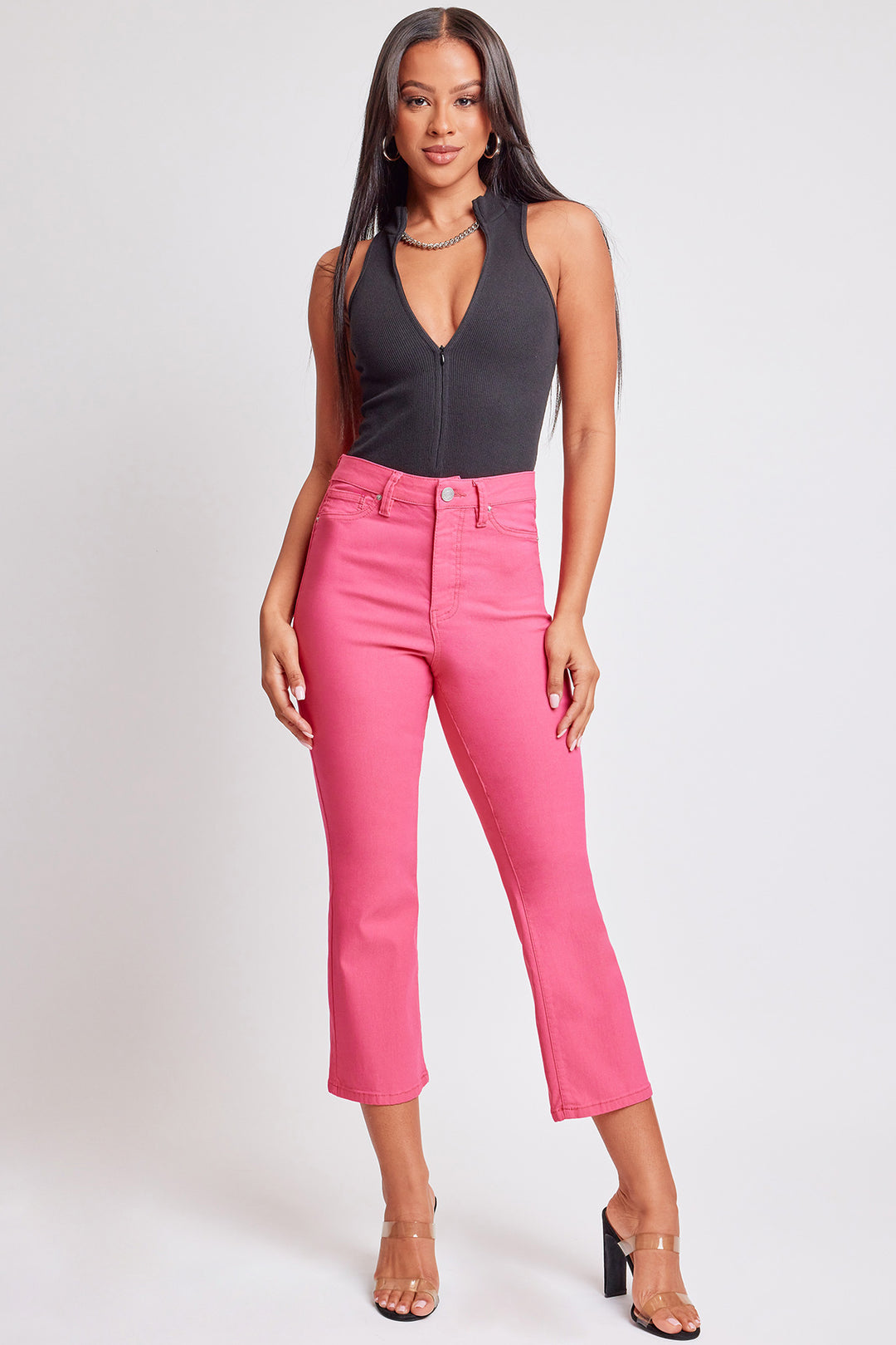 Pink Hyperstretch Crop Flare