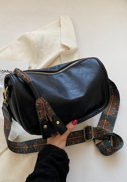 Black Pattern Strap Bag