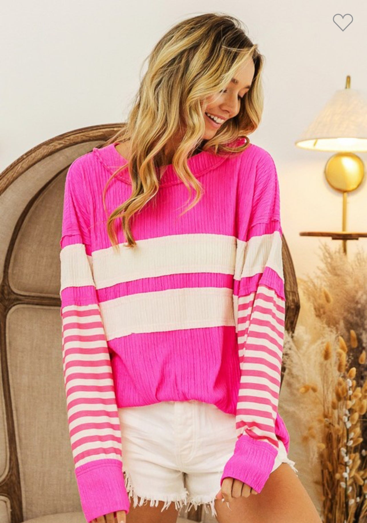 Pink Crinkle Pull Over