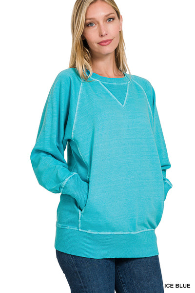 Ice Blue French Terry Pocket Pullover