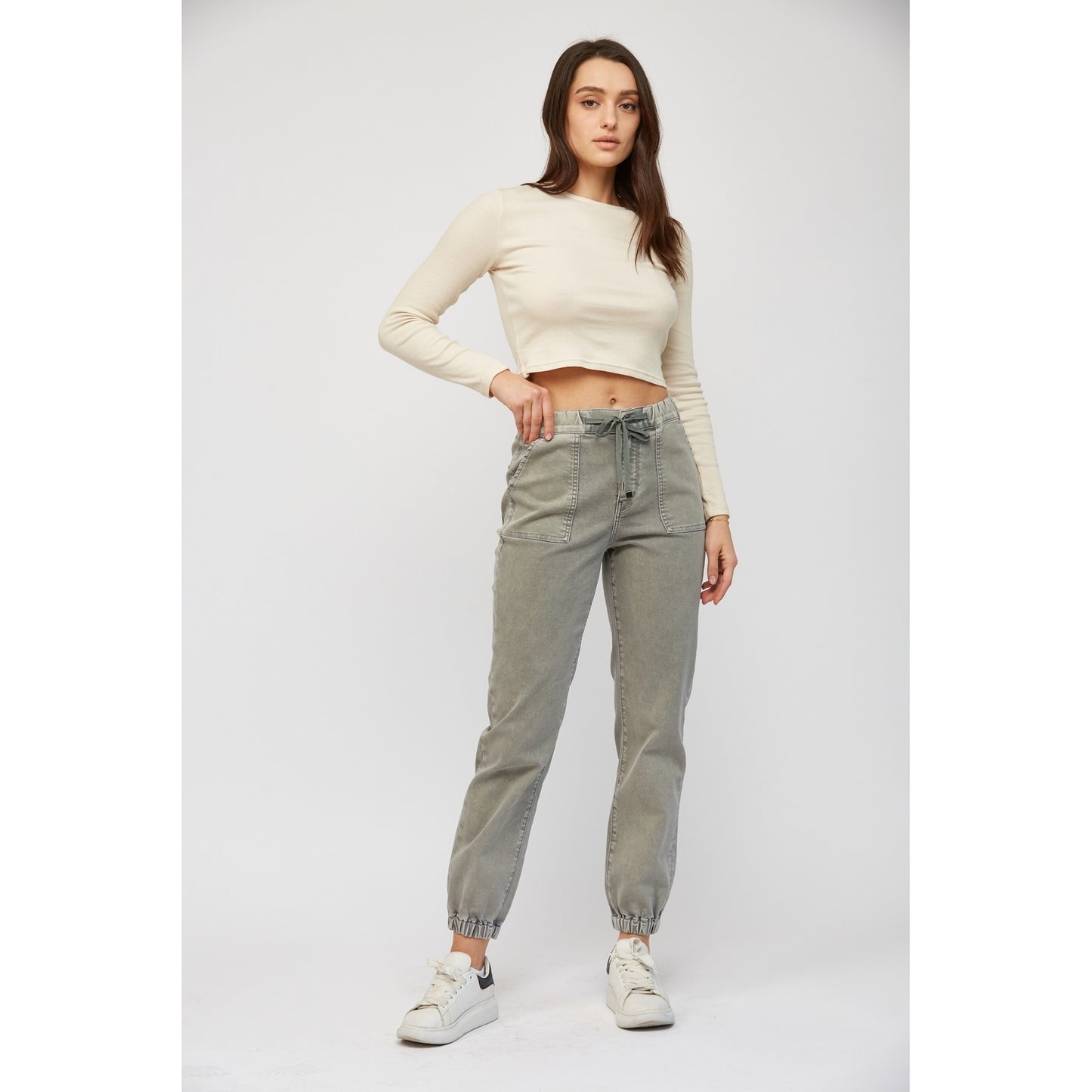 Ash Grey Mica High Rise Crop Jogger