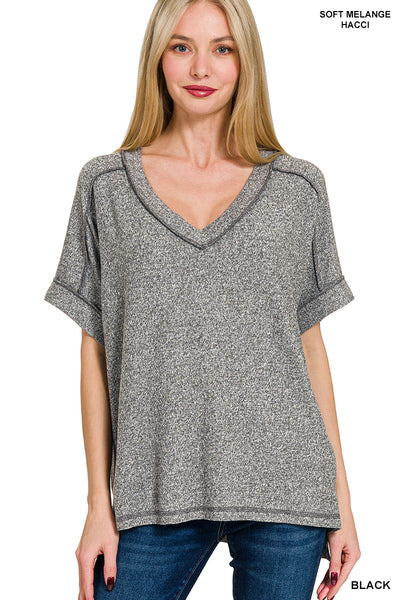 Black Melange Hacci Tee