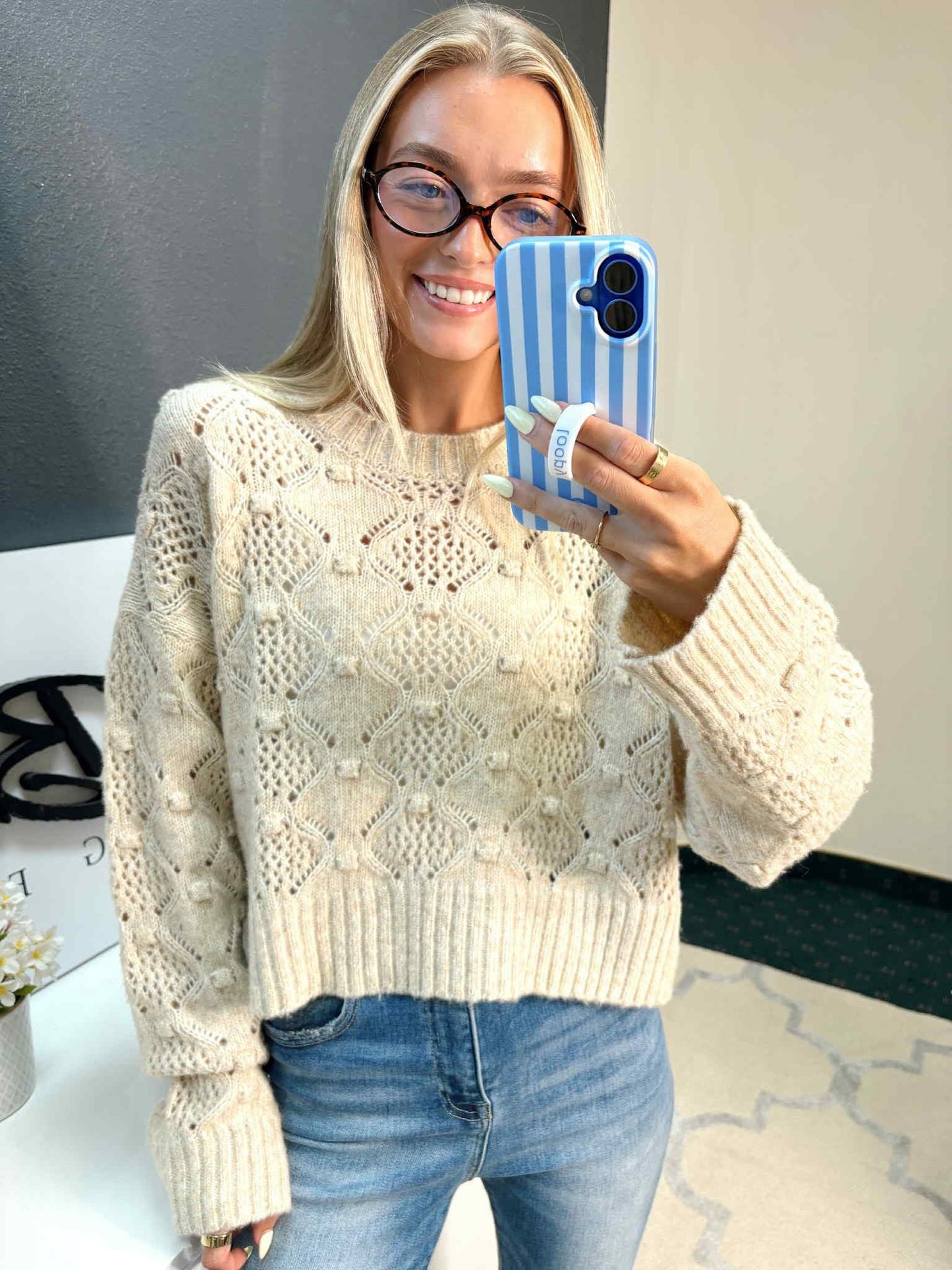 Cream Detailed Sweater