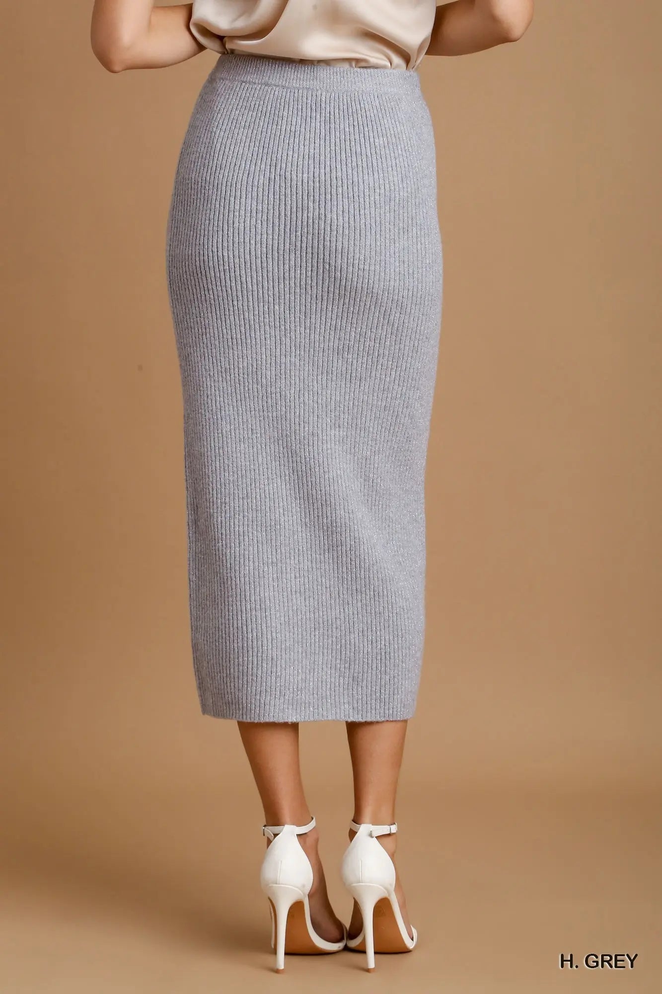 Grey Sweater Midi Skirt