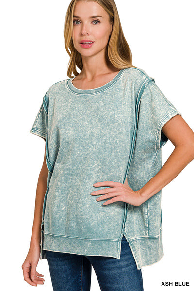 Ash Blue Acid Wash Hi-Low Top