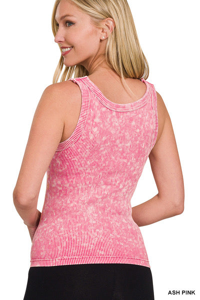 Ash Pink 2 Way Ribbed Reversible Tank