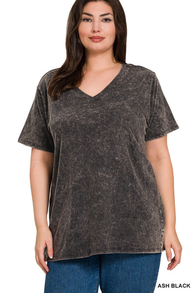Ash Black Washed Short Sleeve Top
