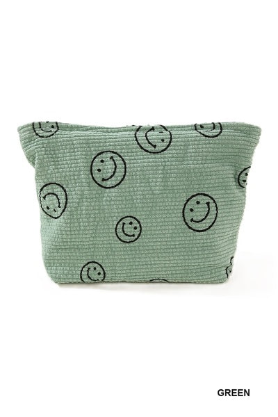 Green Corduroy Clutch Smiley Bag