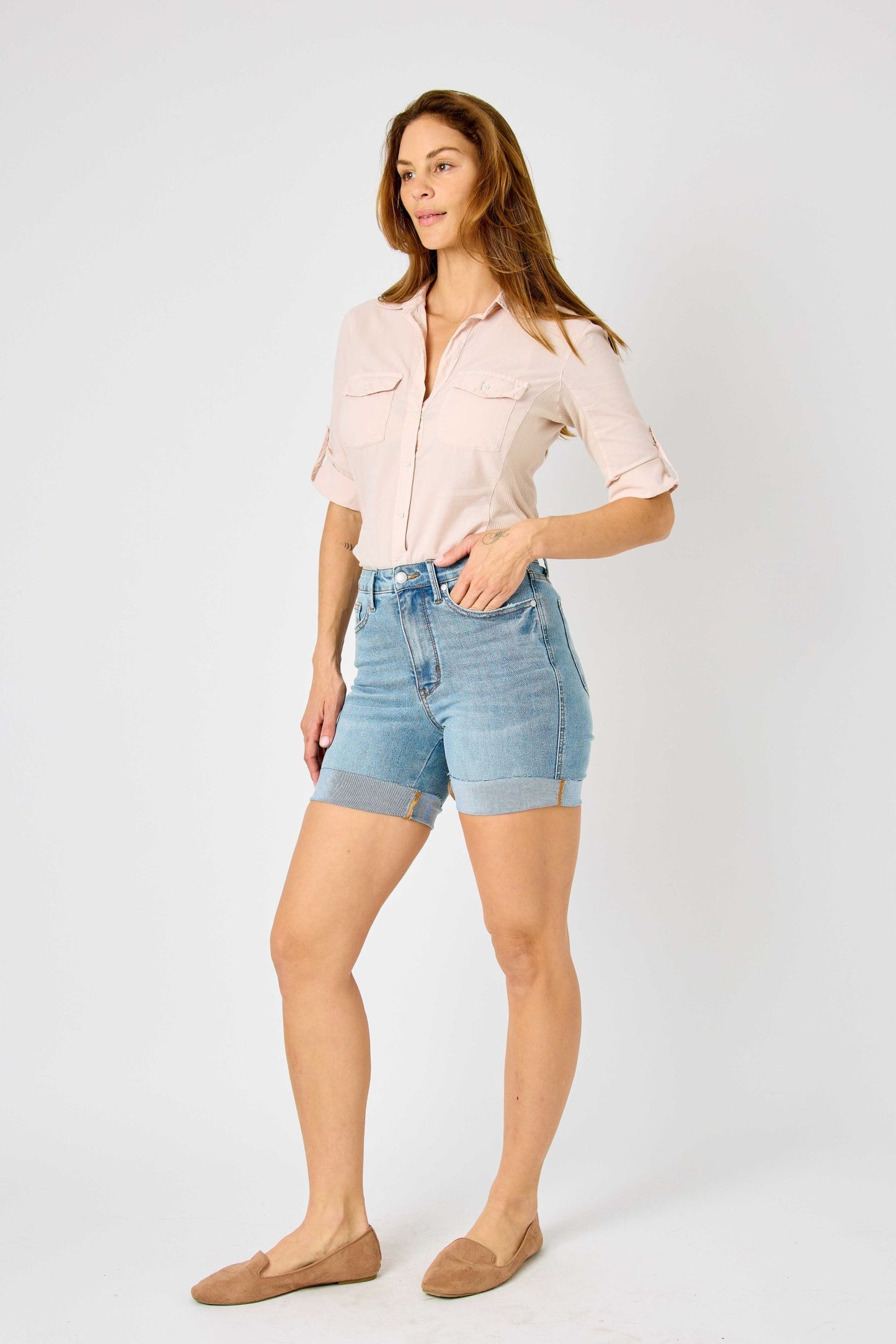 Judy Blue High Rose Tummy Control Cooling Shorts