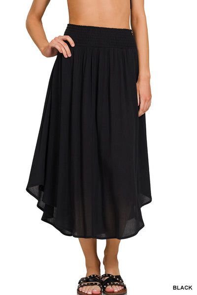 Black Crinkle Pocket Maxi Skirt