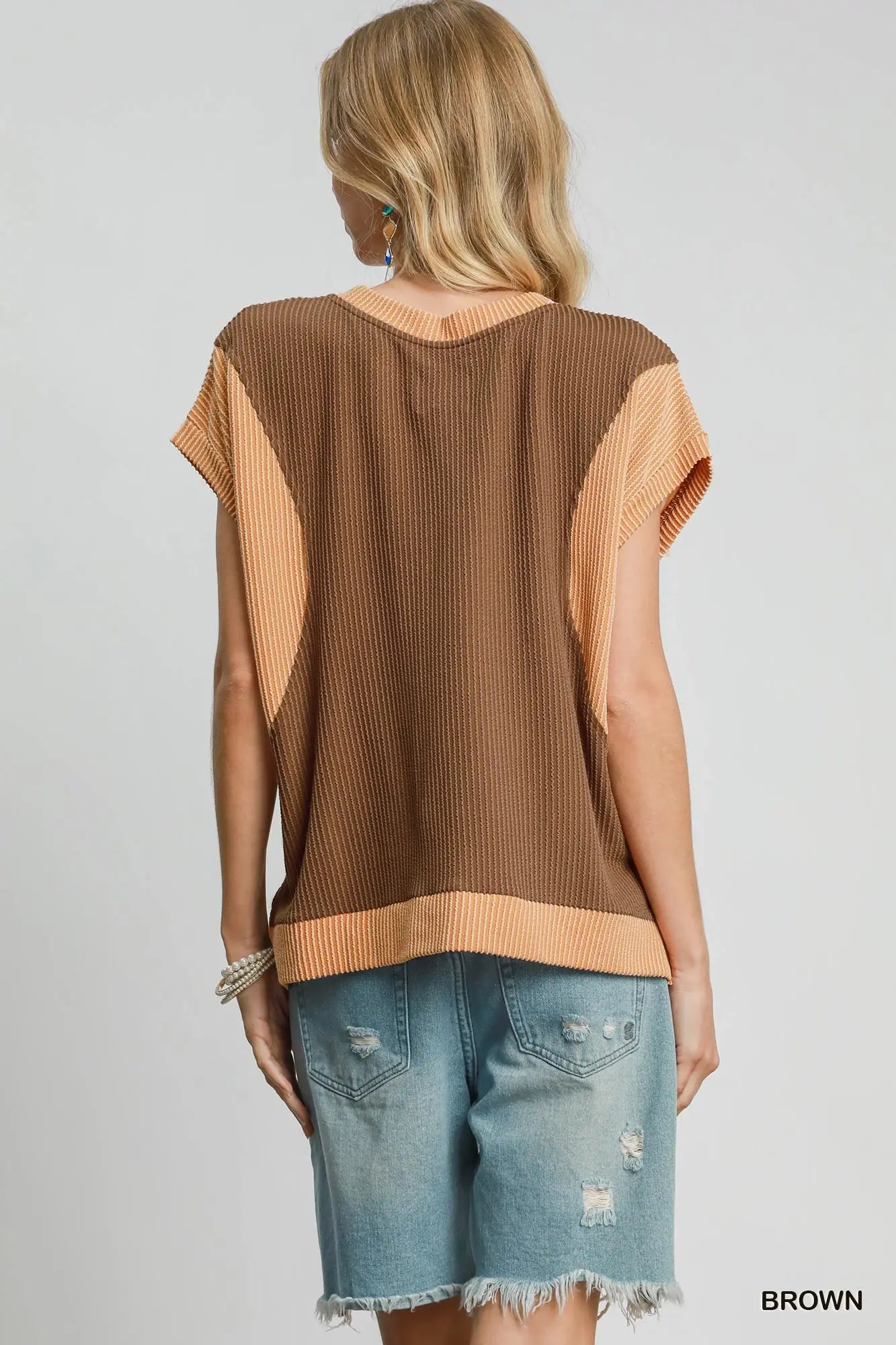 Textured Colorblock Top