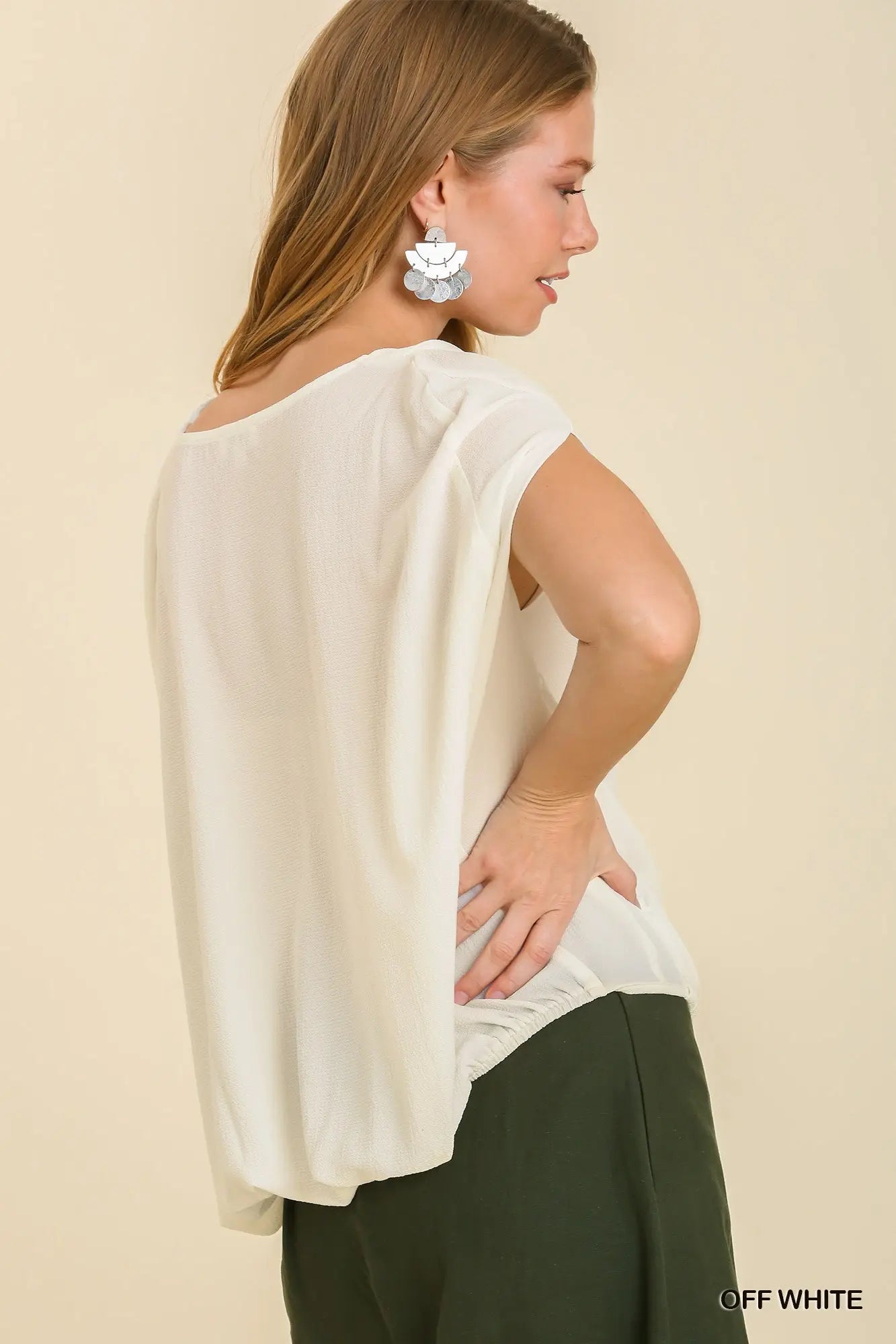 Off White Surplice Crossover Top