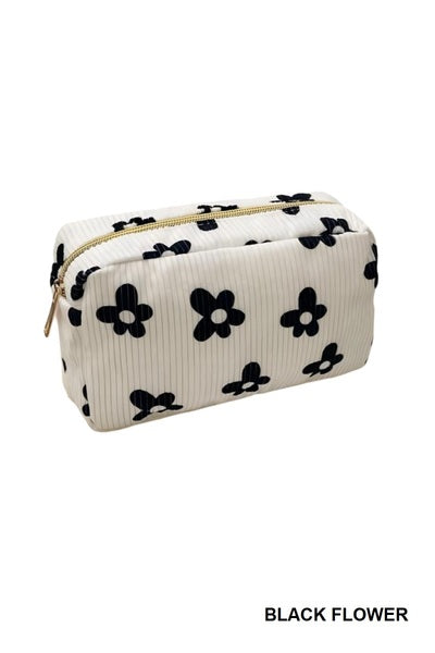 Black Flower Makeup Bag