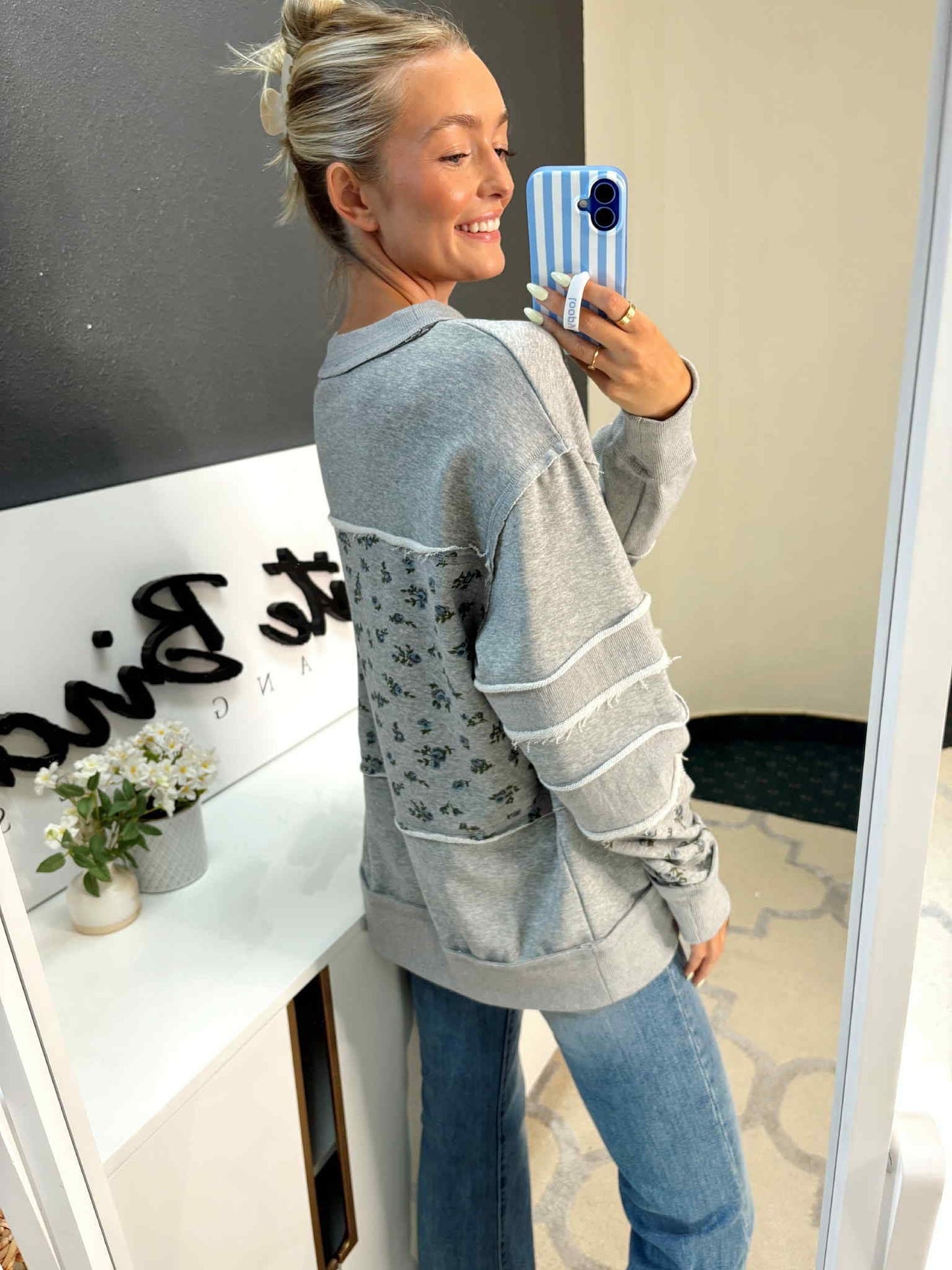 Floral Distressed Crew