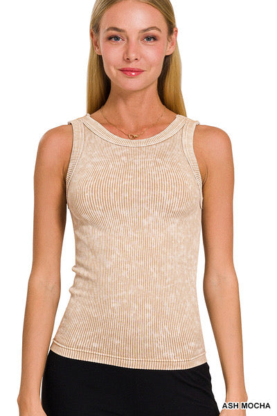 Ash Mocha 2 Way Ribbed Reversible Tank