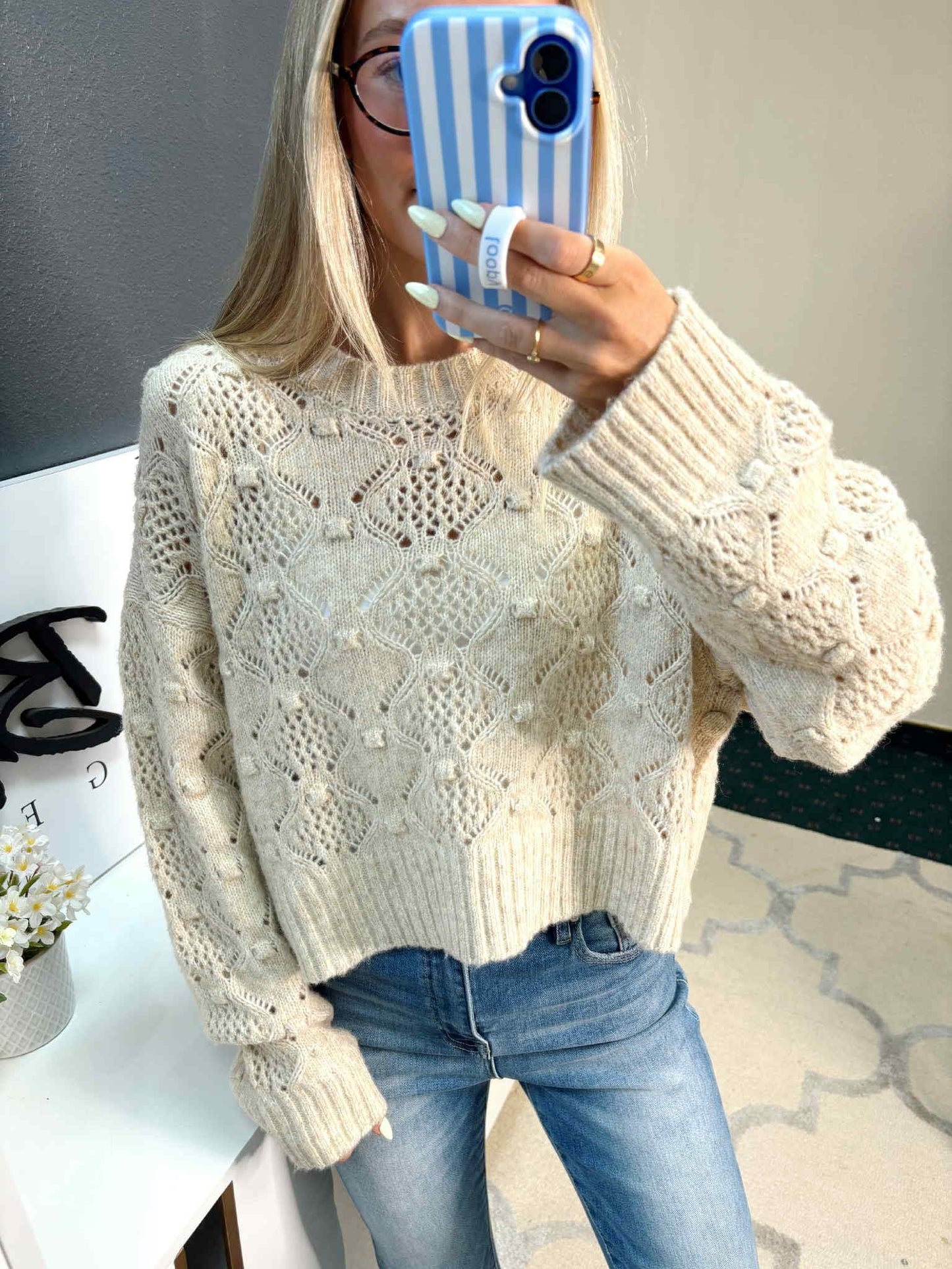 Cream Detailed Sweater