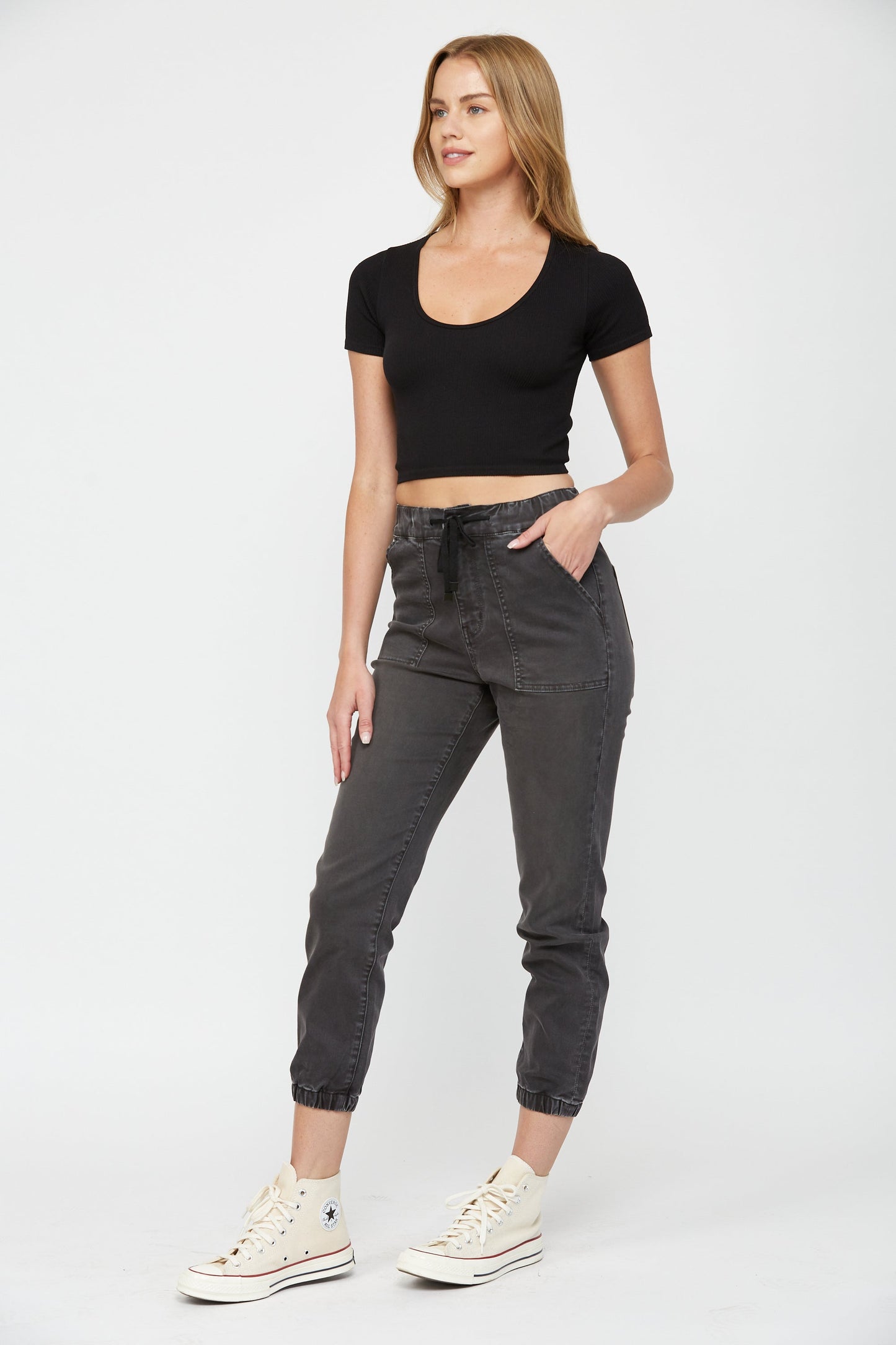 Charcoal Mica High Rise Crop Jogger