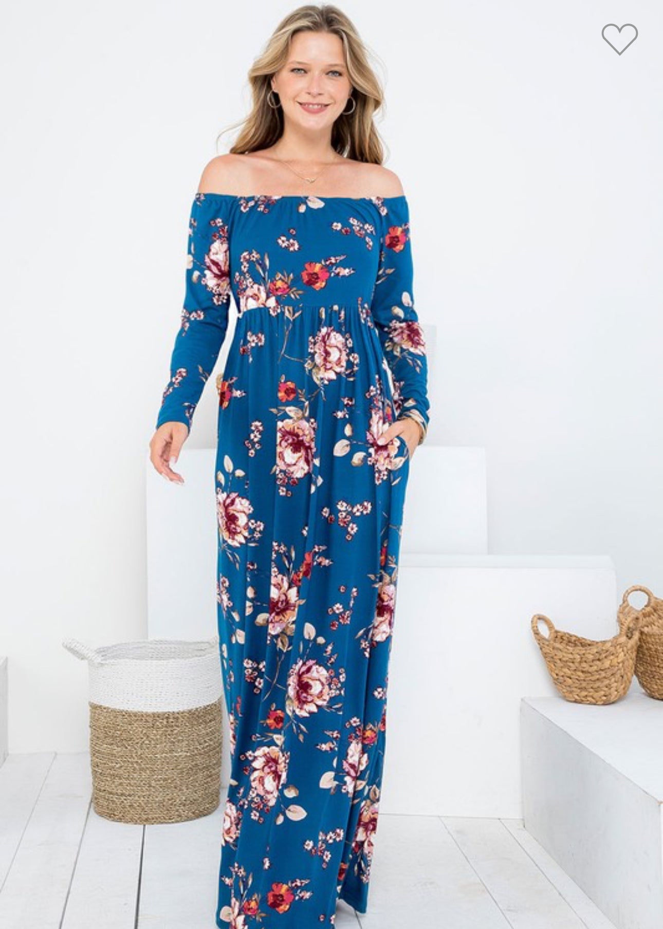 Teal Floral Maxi Dress