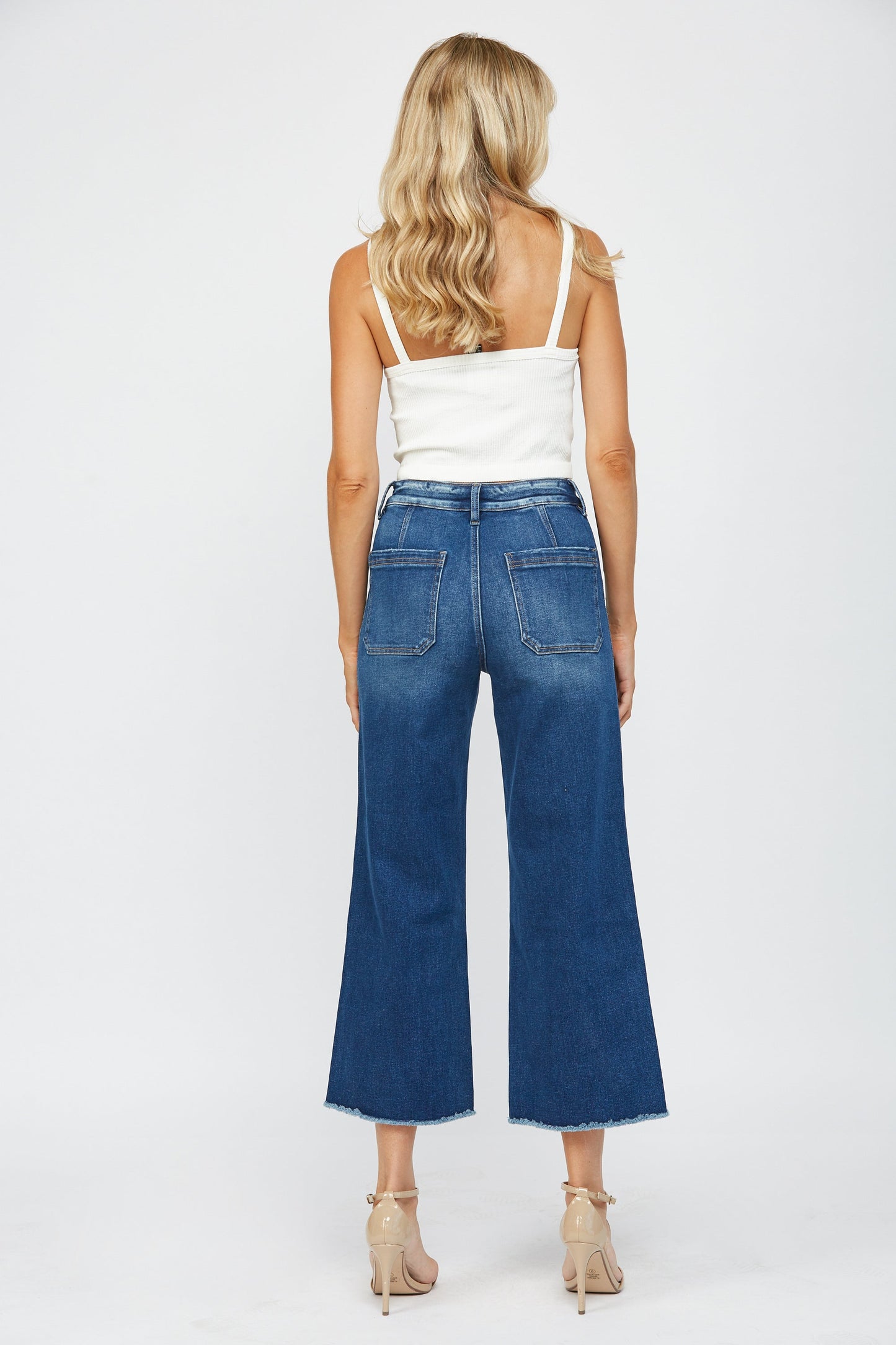 Mica High Rise Crop Wide Leg Med Wash