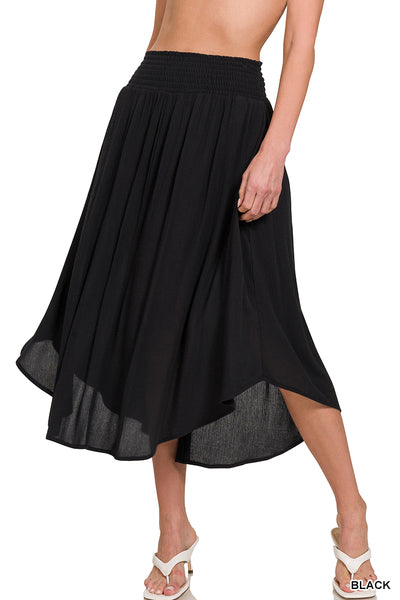 Black Crinkle Pocket Maxi Skirt
