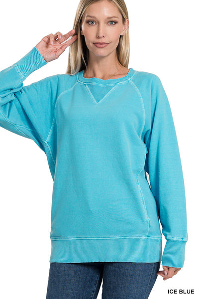 Ice Blue French Terry Pocket Pullover