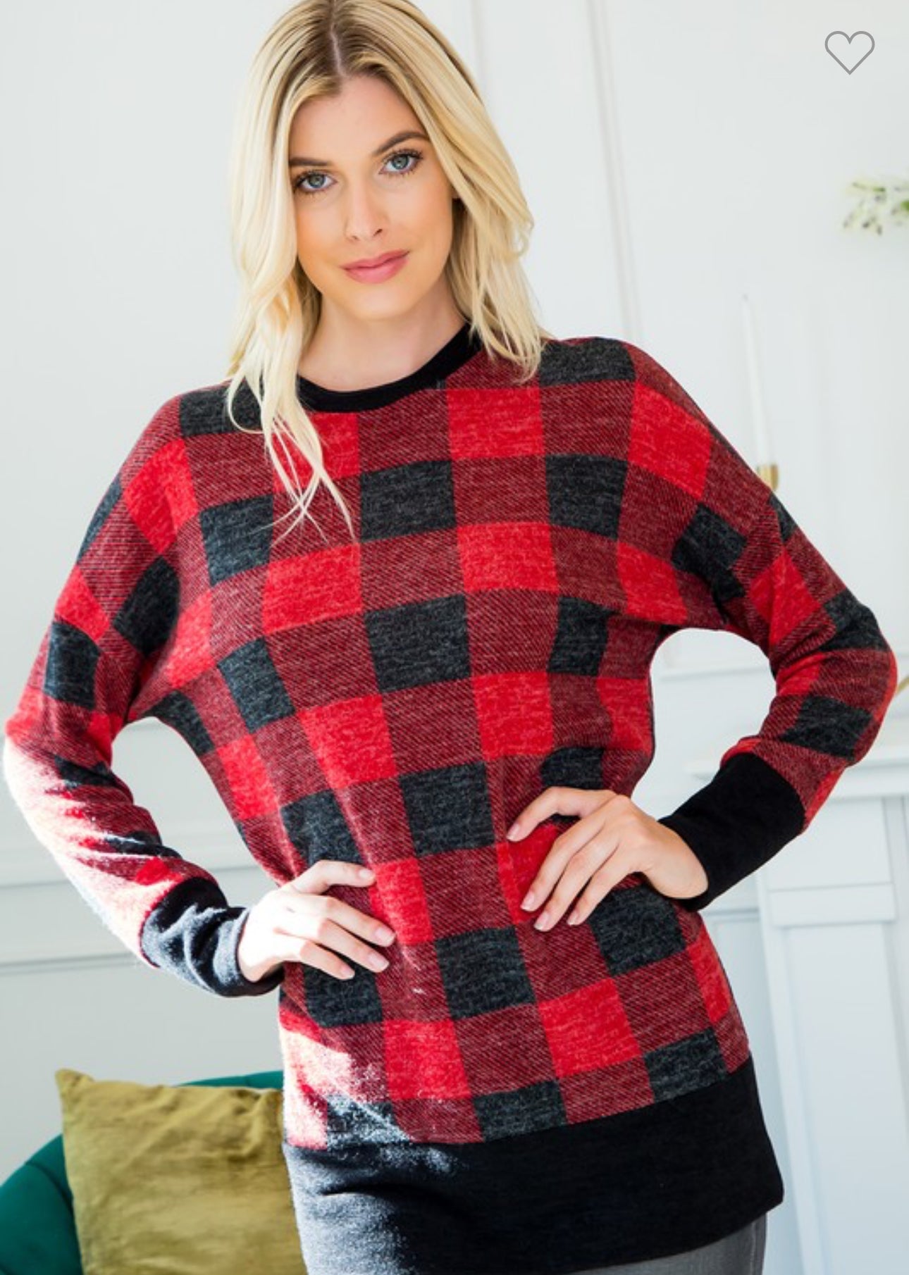 Plaid Tunic Black Band Top