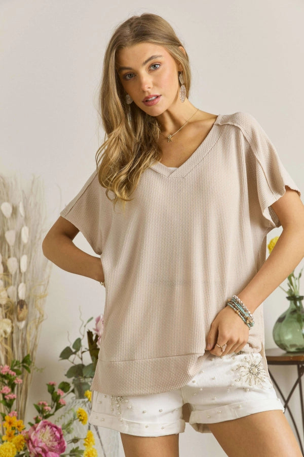 Taupe Side Slit Top