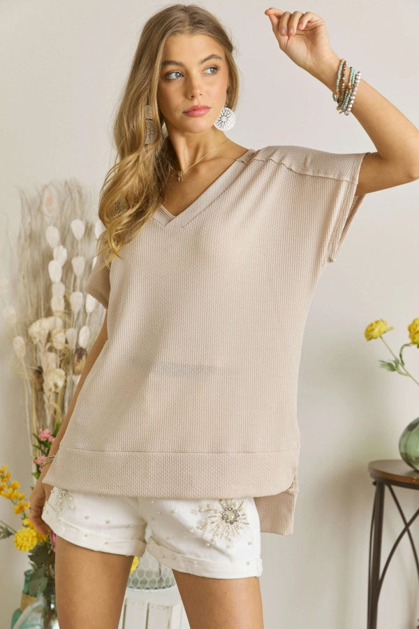 Taupe Side Slit Top