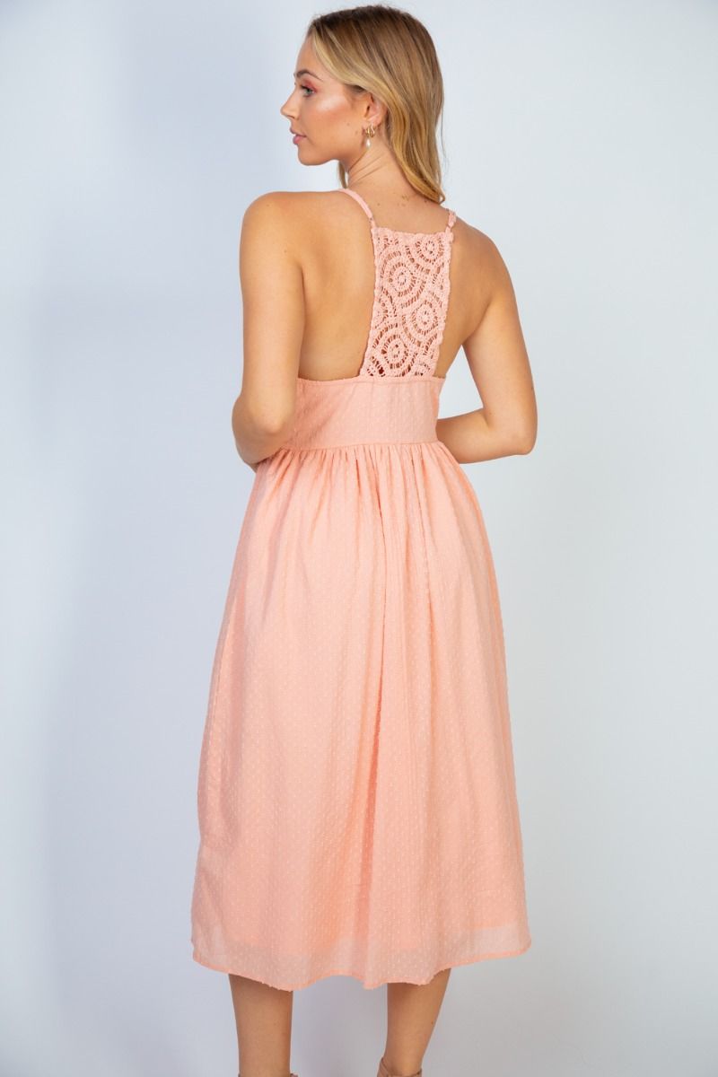 Peach Lace Back Dress