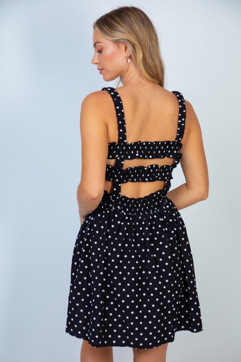 Black Polka Dot Shorts Dress