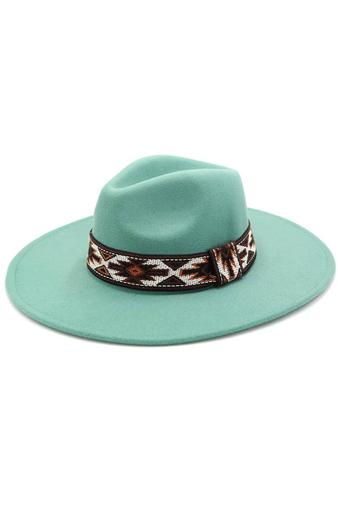 Tribal Band Panama Hat: Turquoise