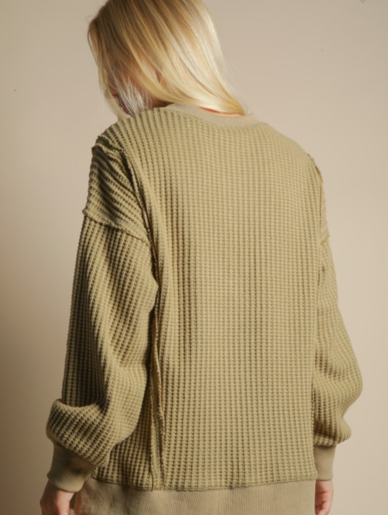 Olive Waffle Knit Top