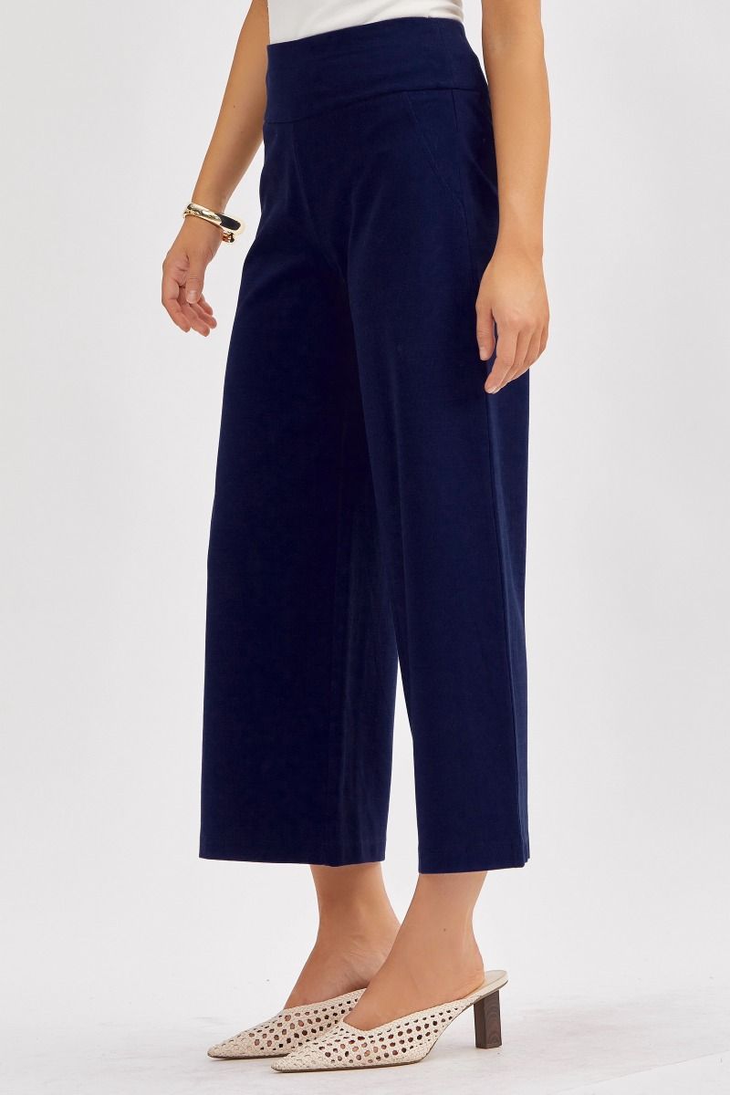 Navy Boss Babe Wide Crop Pants