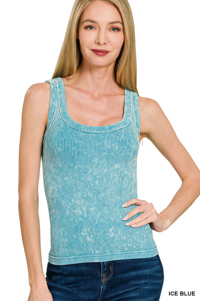 Ice Blue 2 Way Ribbed Reversible Tank