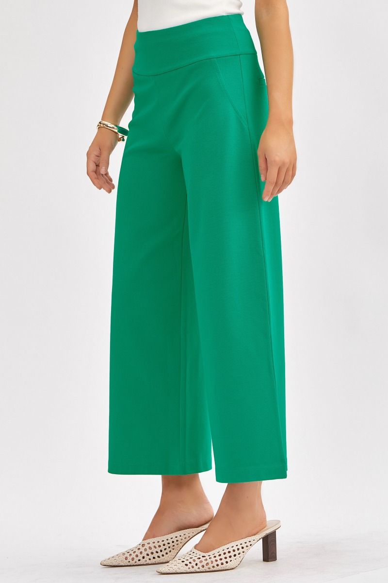 Kelly Green Boss Babe Wide Crop Pants