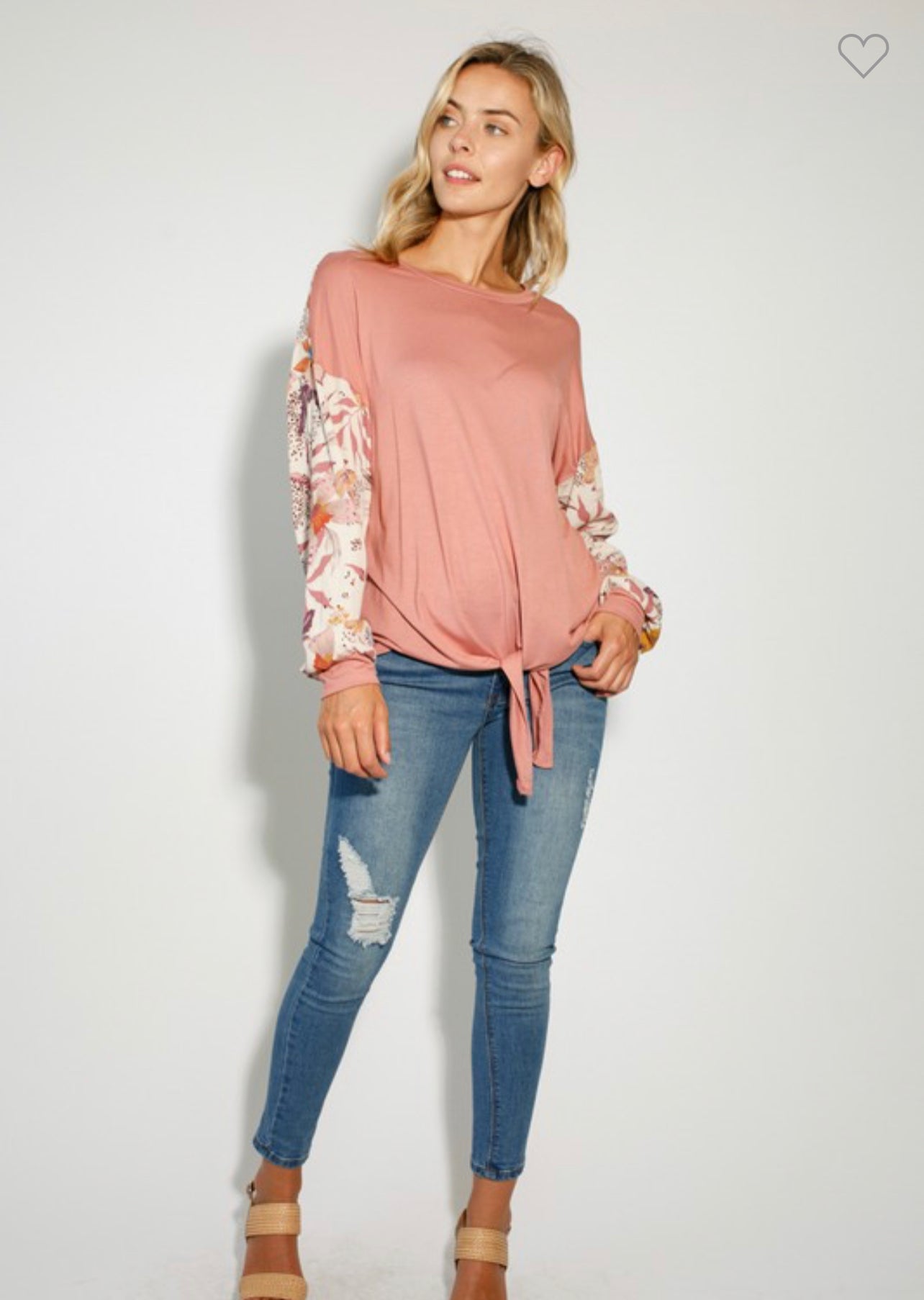 Solid Floral Mixed Top