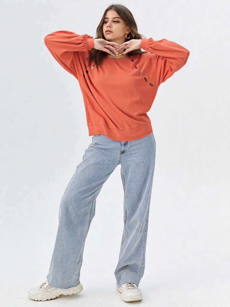 Casual Oversized Cutout Knit Top