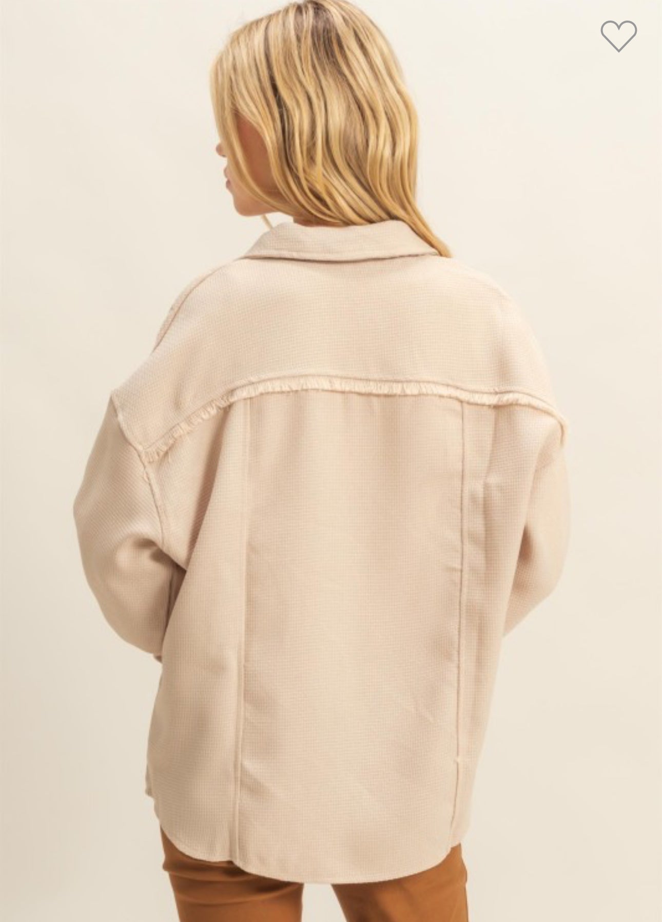 Beige Fray Shacket