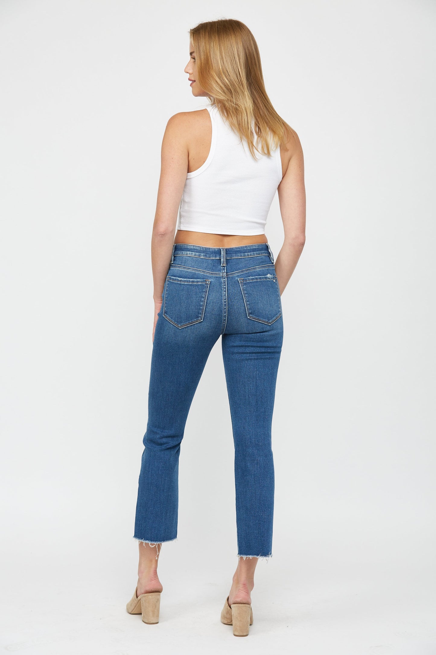 Mica Mid Rise Bootcut Crop Jeans