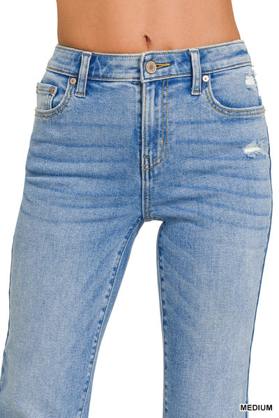 Medium Wash Crop Flare Denim