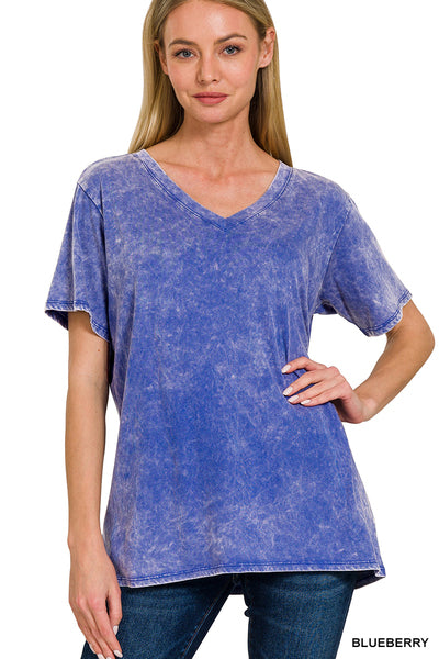 Blueberry Washed Short Sleeve Top