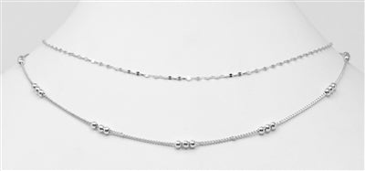 Silver Thin Triple Bead Necklace