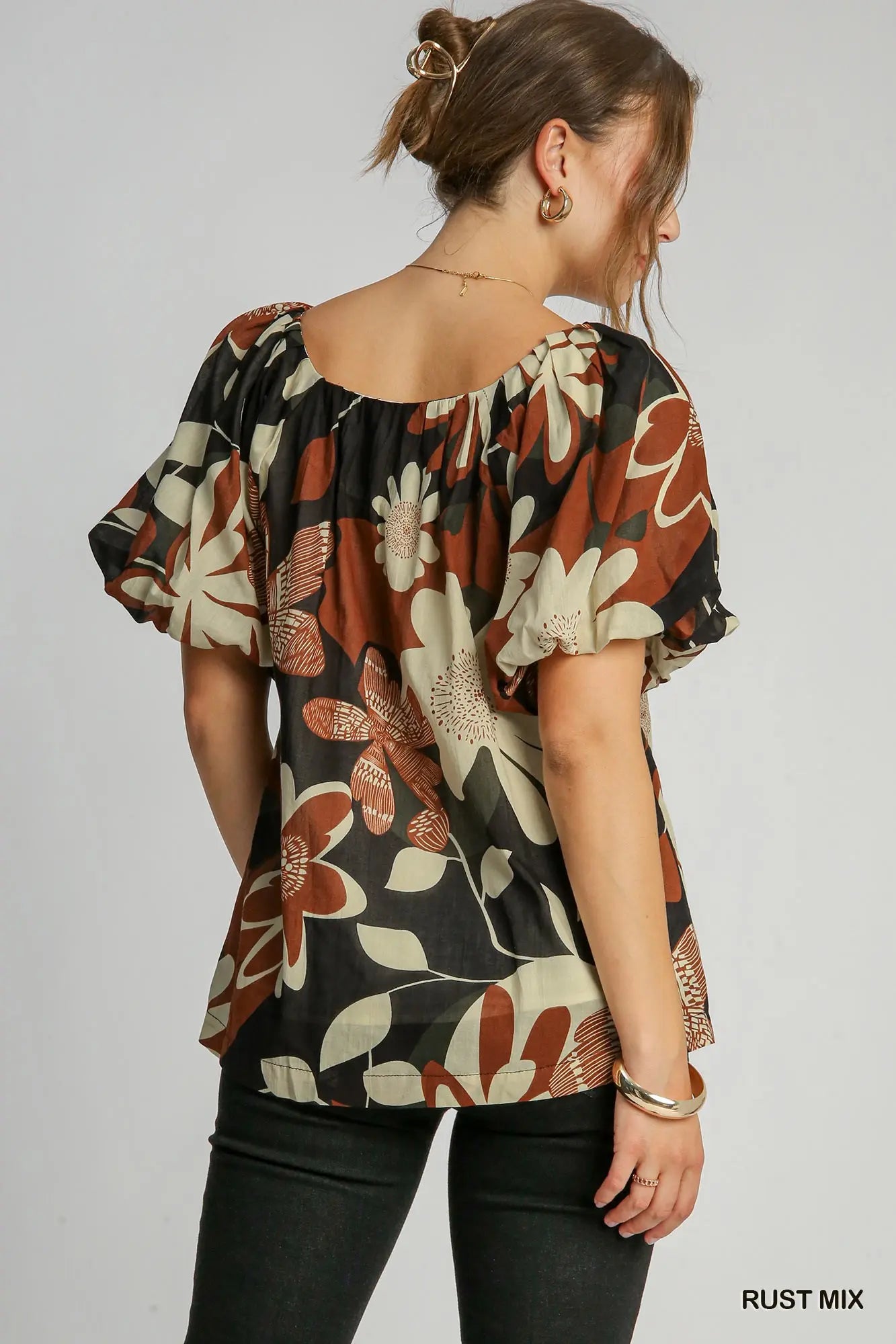 Rust Mix Floral Top