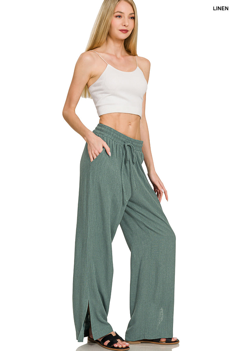 Ash Jade Linen Drawstring Pants