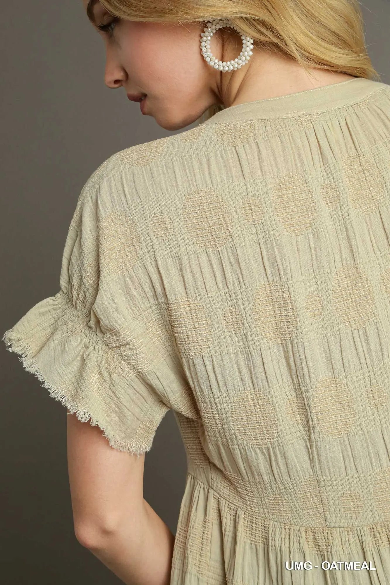 Oatmeal Babydoll Dot Top