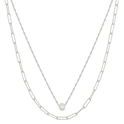 Silver Single Pearl Necklace