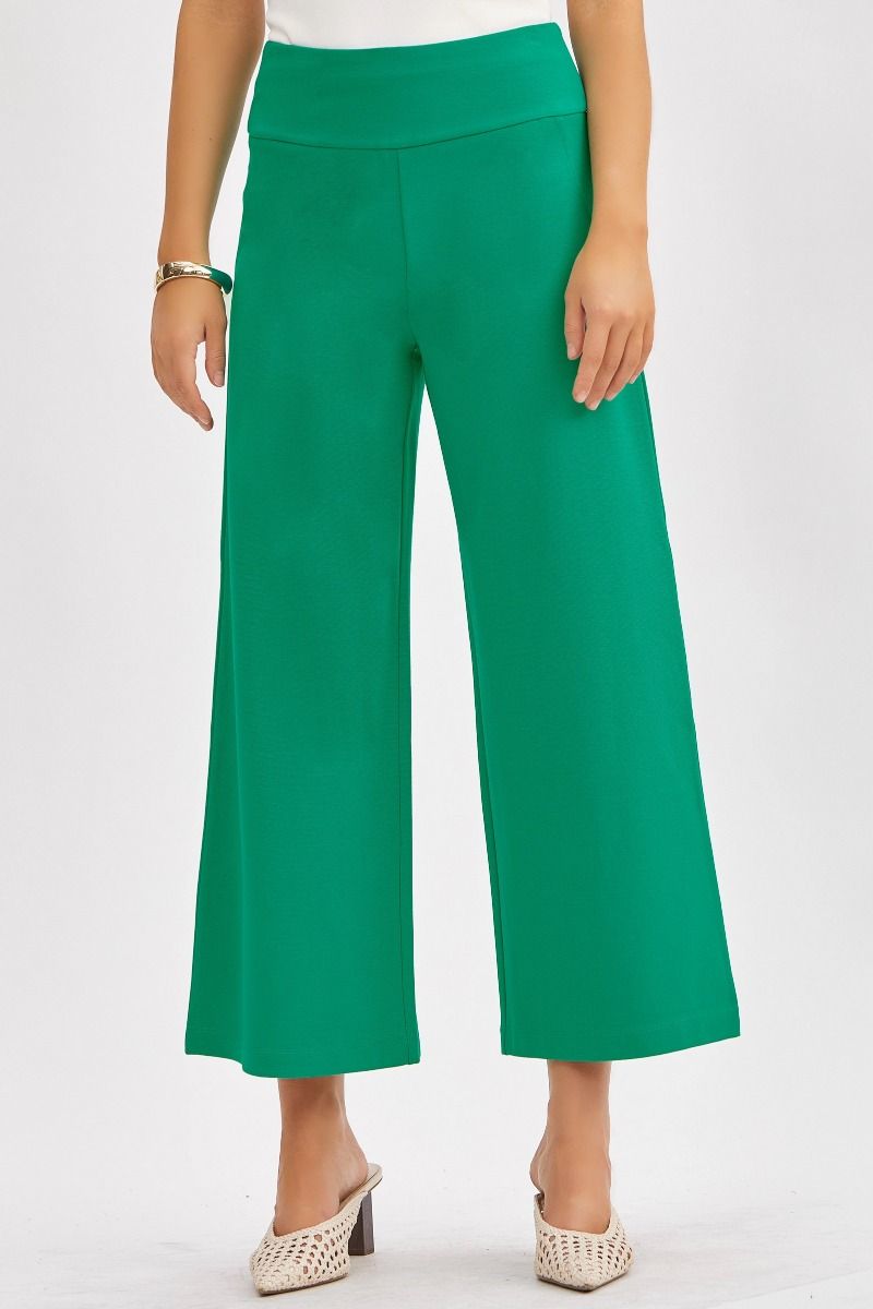 Kelly Green Boss Babe Wide Crop Pants