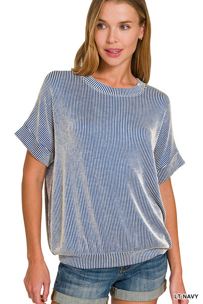Navy Corded Rib Top