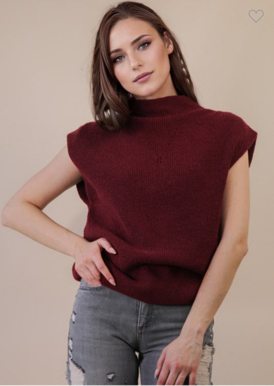Burgendy Soft Knit Sweater Vest